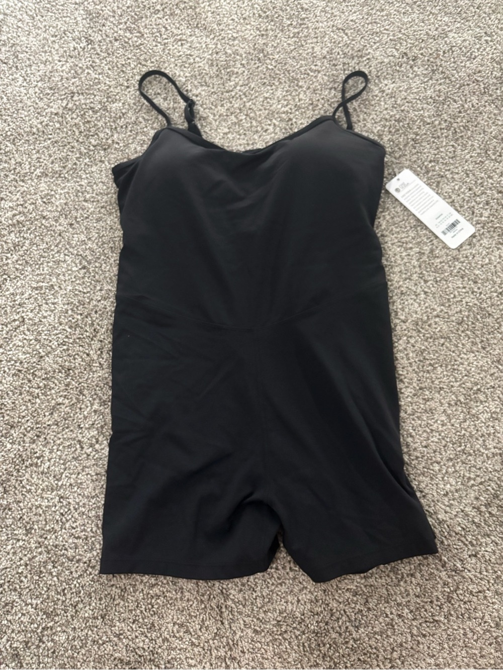 NWT CRZ YOGA Black One-Piece Romper Bodysuit with Adjustable Straps